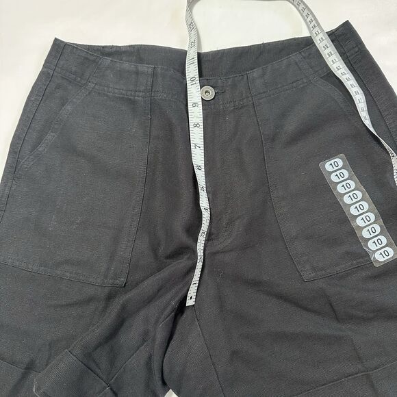 Liz Claiborne Lizwear Shorts Women Linen Blend High Rise Sz 8-10 Black - NEW - Picture 4 of 13